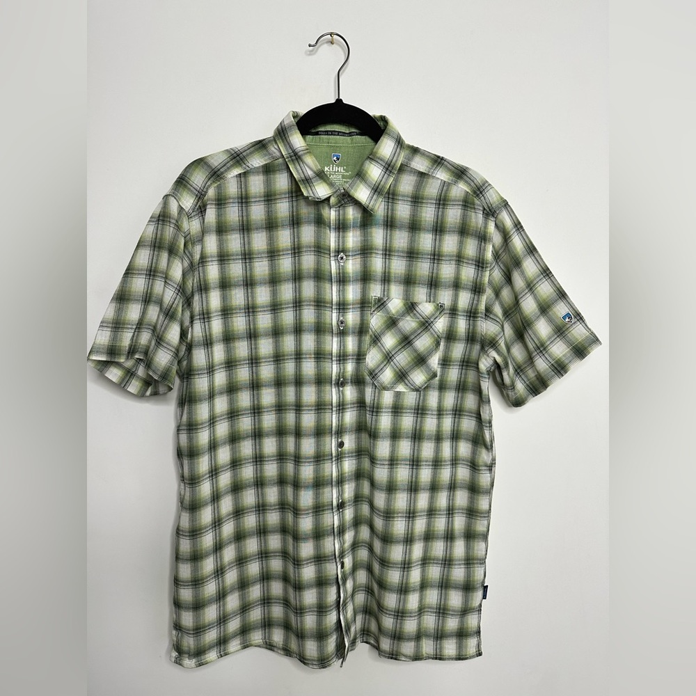KUHL Tropik Organic Cotton Short Sleeve Button Down Shirt Men’s Size Large